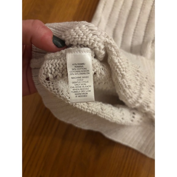 LOFT Knit Sweater Vest Cream Neutral Sleeveless Scoop Neck Size S - Picture 3 of 5